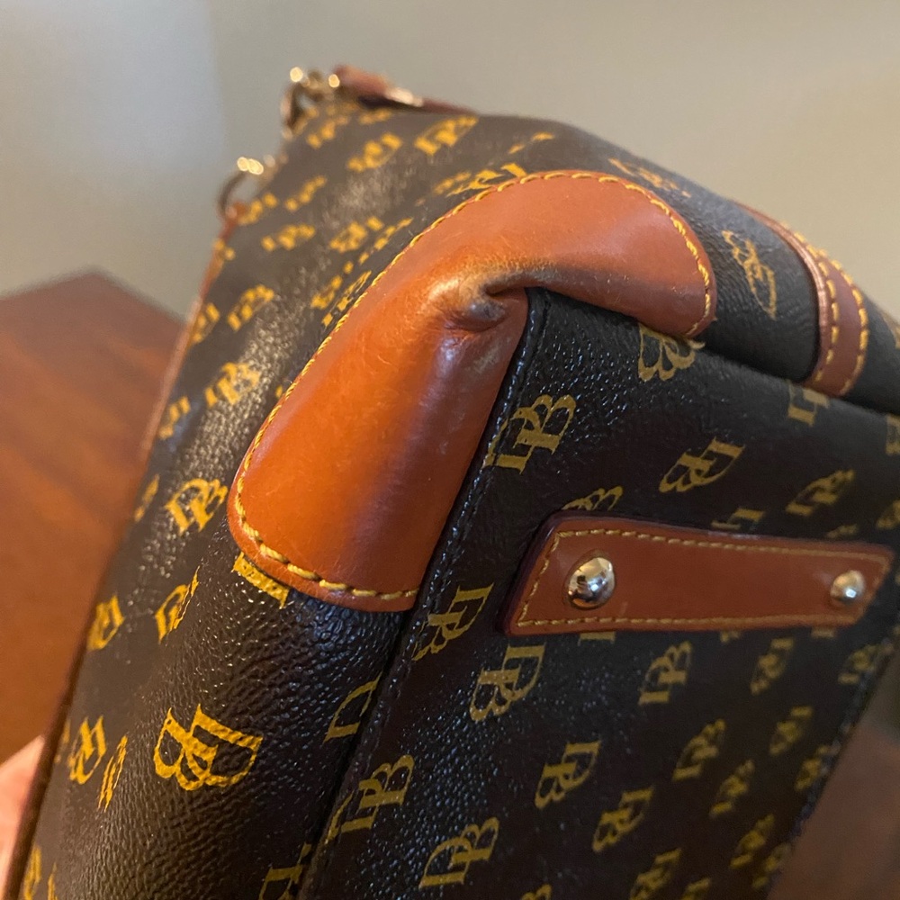 Dooney & Bourke Brown and Tan Logo Messenger Satchel - Picture 4 of 16